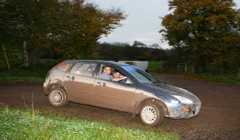 Ford Focus rally car on the Bustard Rally